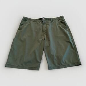 prAna Green Ansa 4 Way Stretch Hiking Outdoor Shorts Size 40 Style# M3ANSA116